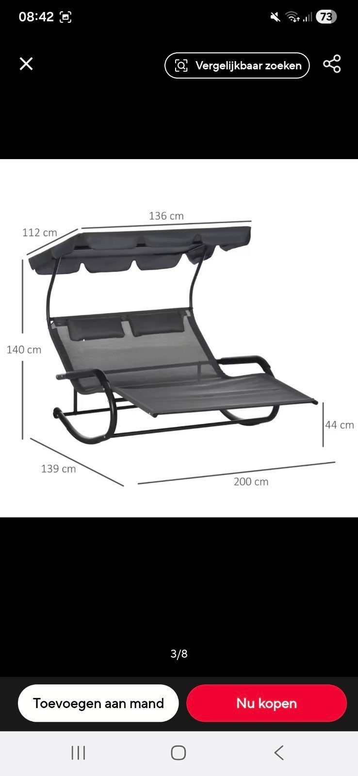Comfortabel Loungebed met Zonnescherm - Perfect voor Buiten, Ophalen
