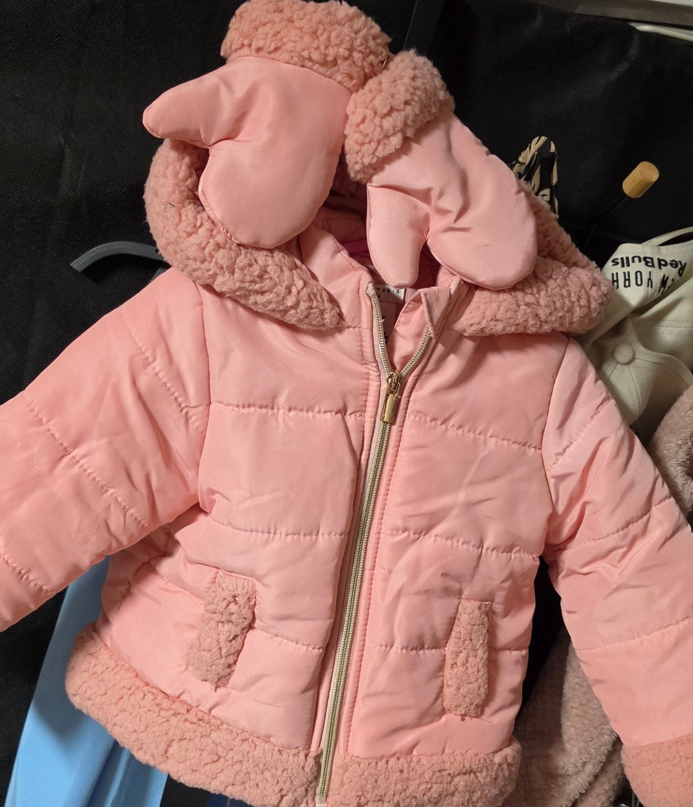 Roze gewatteerde jas met teddy voering voor baby's, Ophalen of Verzenden, Zo goed als nieuw, MAX STUDIO kids, Meisje