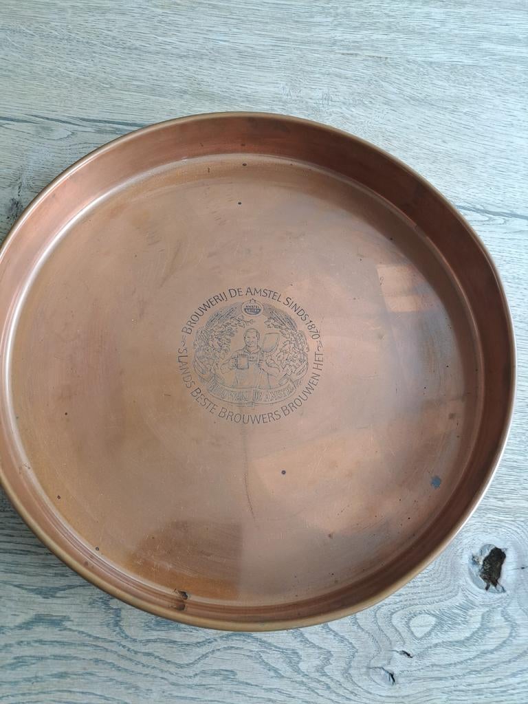 Roodkoperen Amstelbier dienblad jaren 50/60, Verzamelen, Biermerken, Ophalen of Verzenden