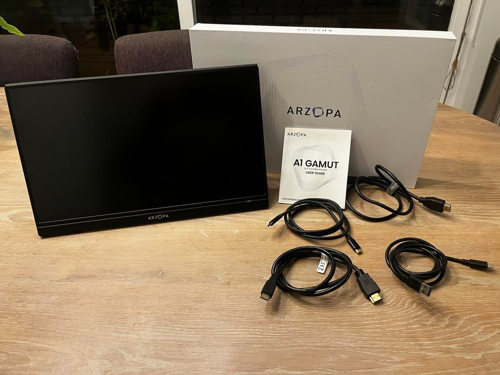 Arzopa A1 Gamut Portable Monitor  Inclusief extra HDMI kabel, Computers en Software, Monitoren, Gebruikt, HDMI, Full HD, Ingebouwde speakers