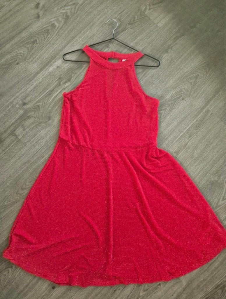 Rood glitter cocktail/feestjurkje. Nieuw, Maat 38/40 (M), Nieuw, Cocktailjurk, Ophalen of Verzenden