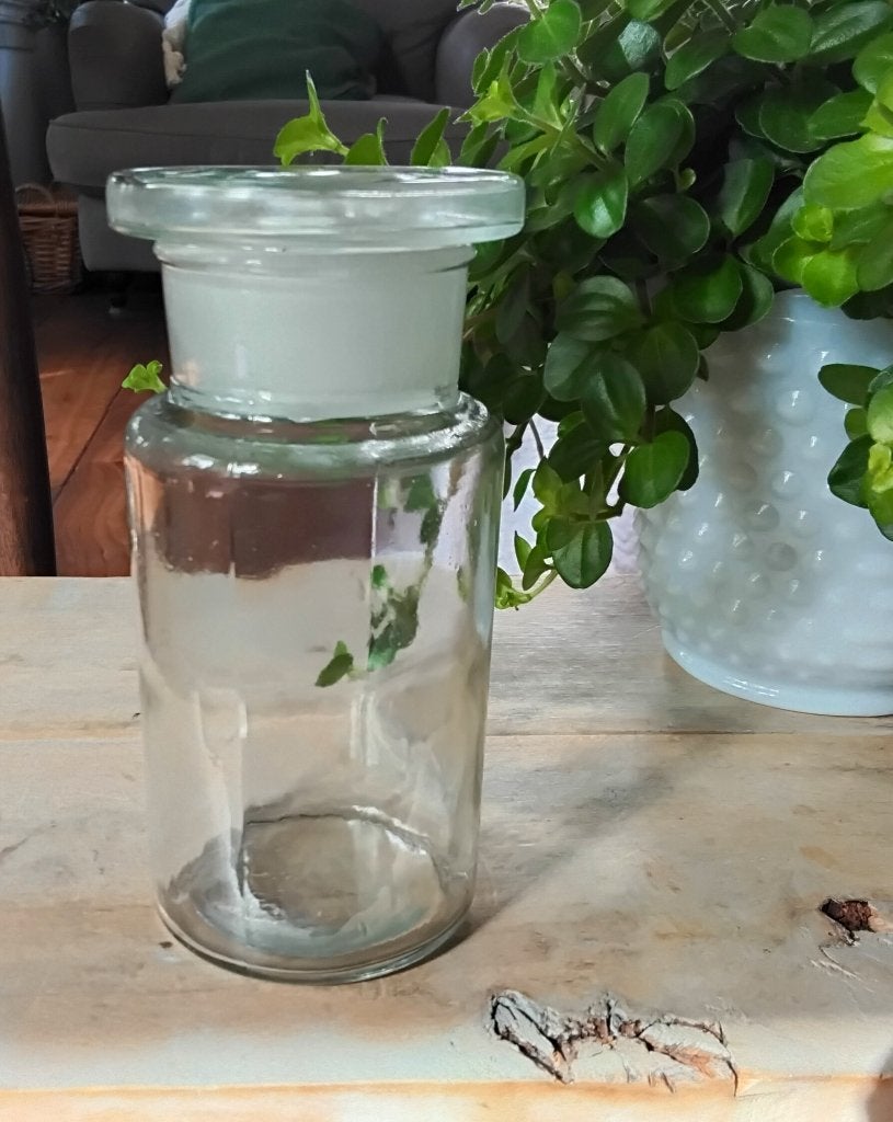 Vintage apothekersfles - apothekerspot - stopfles - chemiepo, Ophalen of Verzenden, Gebruikt, Glas, Vintage
