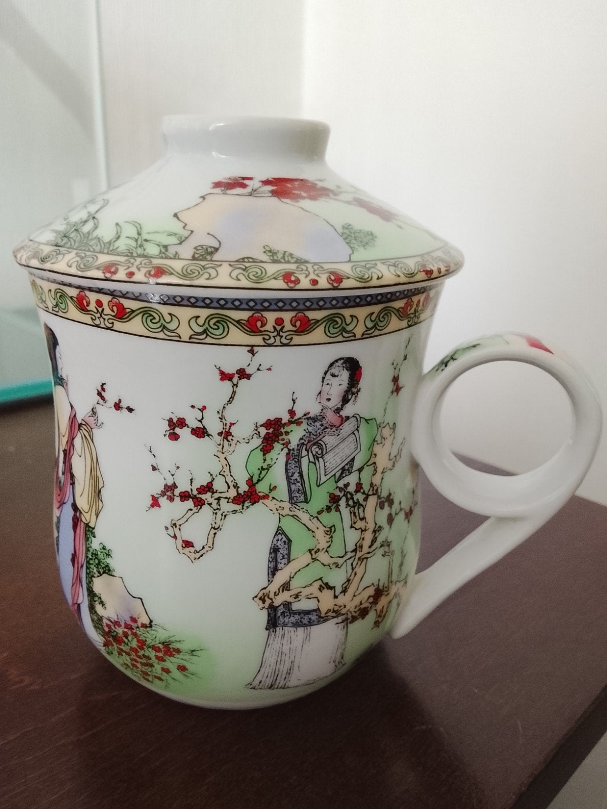 Chinese theemok met deksel, porselein, Ophalen of Verzenden, Zo goed als nieuw, Overige stijlen, Kop(pen) en/of Schotel(s)