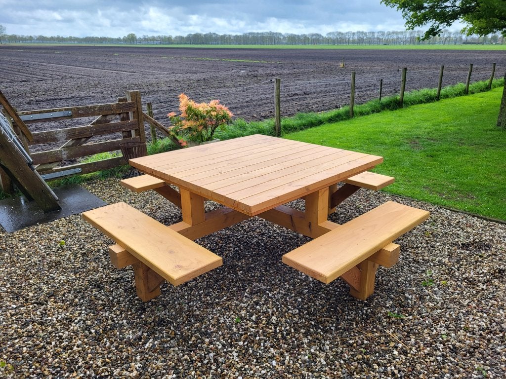 Picknicktafel vierkant douglas/lariks hout, Niet ingevuld, Nieuw, Ophalen of Verzenden, Niet ingevuld