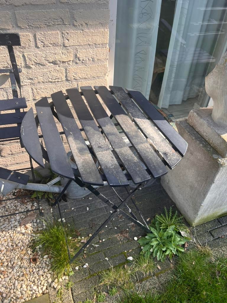 Frans tafeltje  franse klapstoelen, 2 zitplaatsen, Overige materialen, Ophalen of Verzenden, Zo goed als nieuw