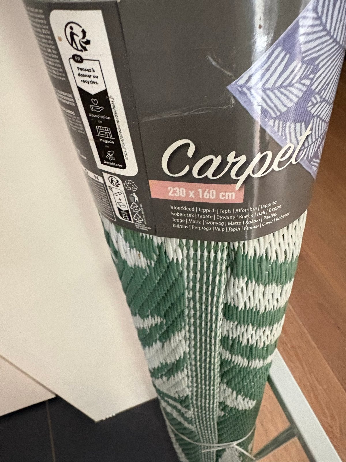 Nieuw buitenkleed groen/wit 230x160 cm, 150 tot 200 cm, Ophalen of Verzenden, Rechthoekig, Groen