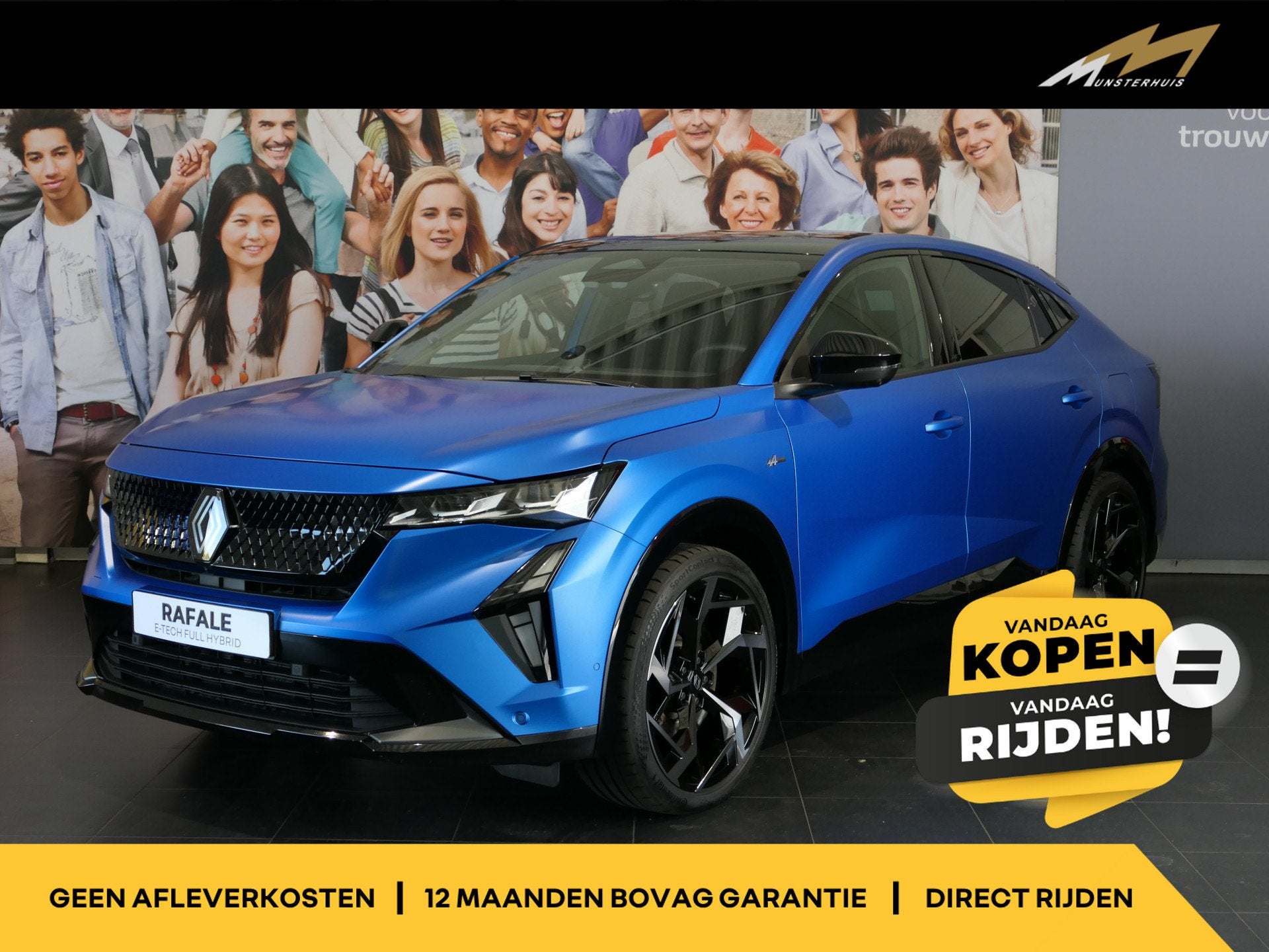 Renault Rafale 1.2 E-Tech 4x4 plug-in hybrid 300 atelier Alp, Gebruikt, Zwart, 1199 cc, Blauw