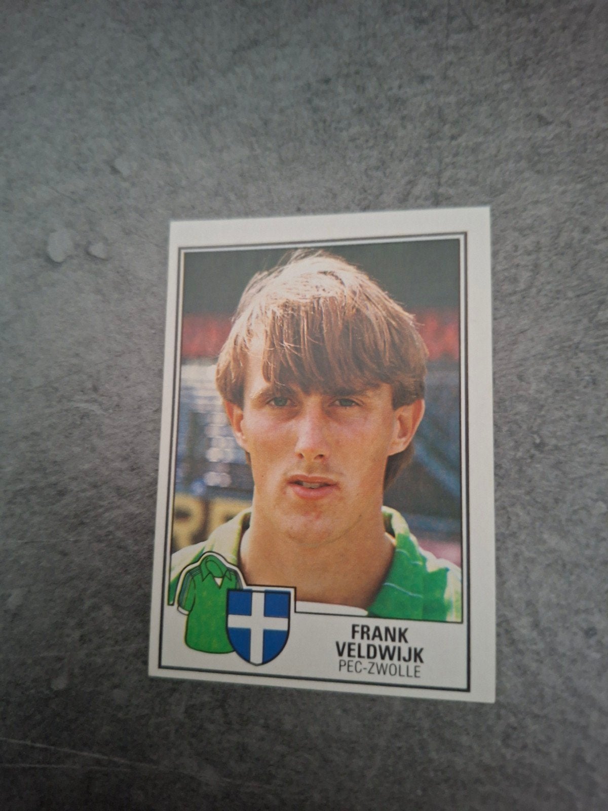 Panini sticker Voetbal 85. Frank Veldwijk PEC-Zwolle., Ophalen of Verzenden, Zo goed als nieuw, Sticker