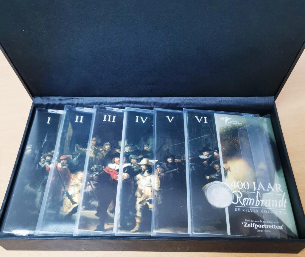 Rembrandt-De-Zilver-Collectie-in-luxe-cassette, Postzegels en Munten, Munten | Nederland, Setje, Koningin Beatrix, Zilver, Euro's