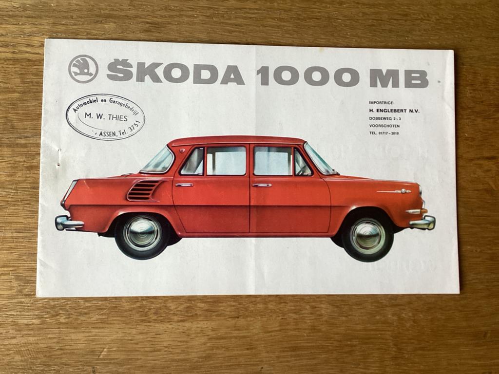 Originele Skoda 1000 MB brochure uit de jaren '60, Ophalen of Verzenden, Gelezen, Overige merken