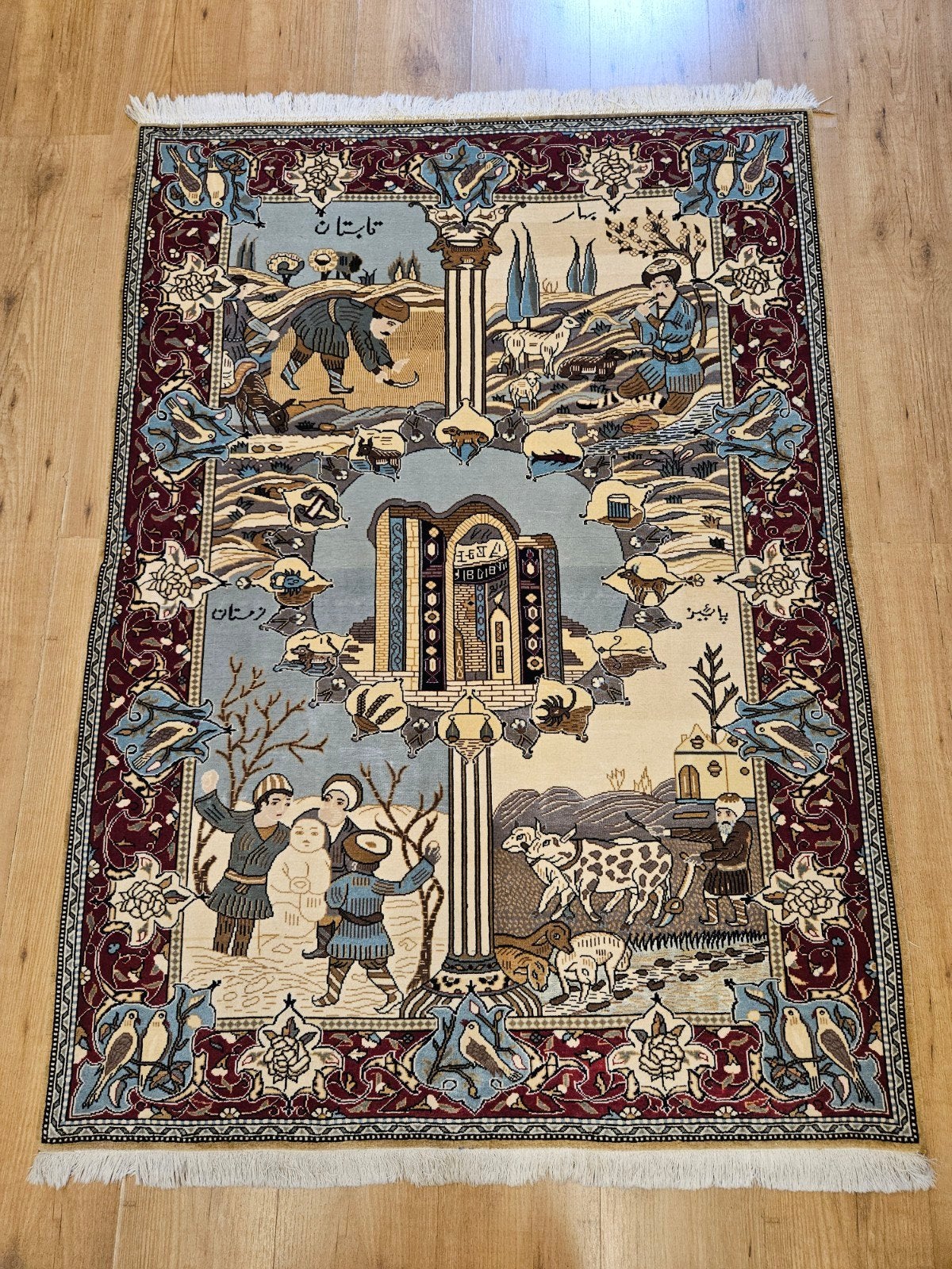 Handgeknoopt perzisch tapijt ghom 148x108, Info@SlatsAntiek.nl, Perzisch, Vof Slats Antiek, Ophalen of Verzenden