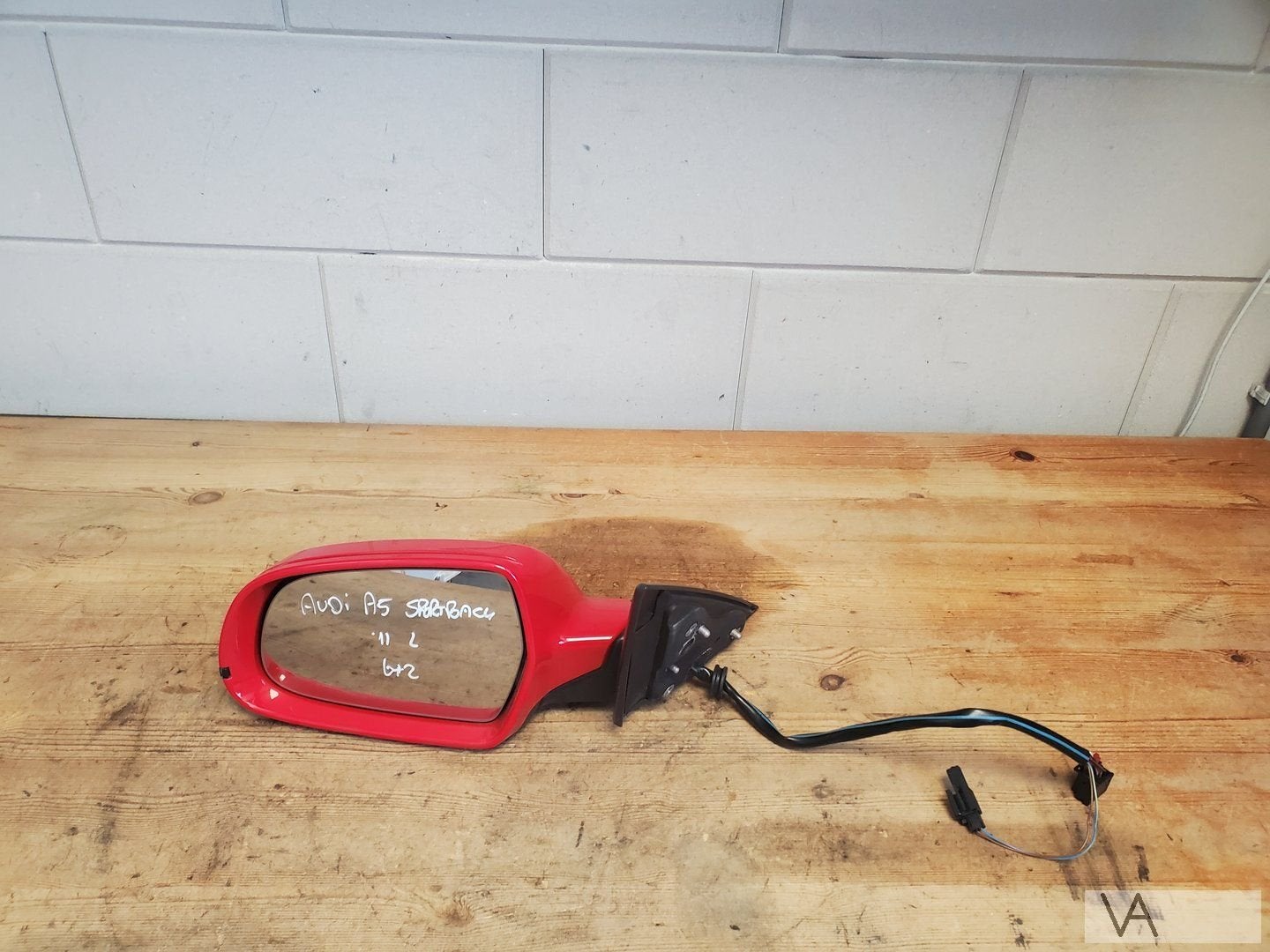 Audi A5 sportback 2007 - 2012 spiegel links 8 draden rood, Gebruikt, -, -, -