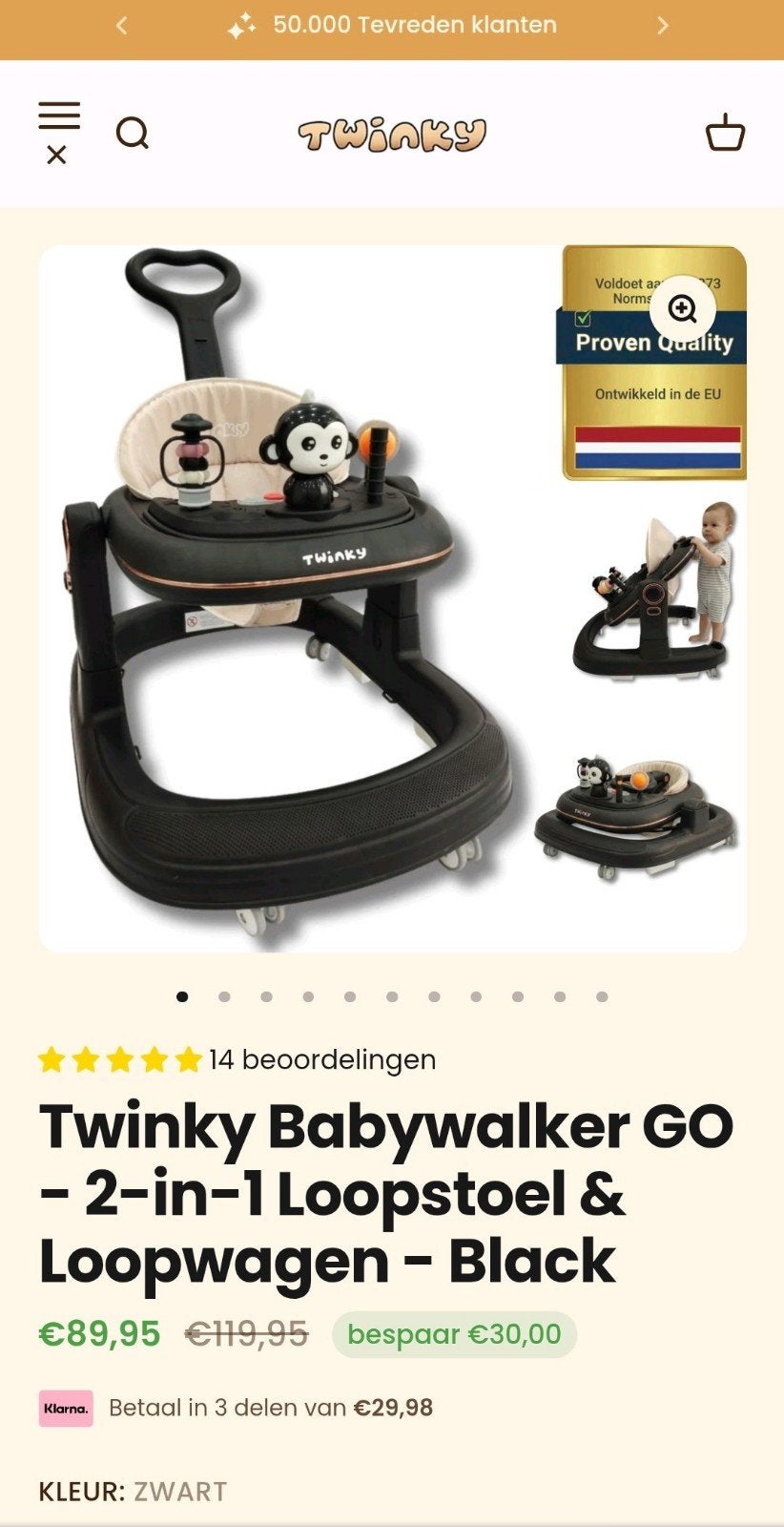Nieuw in doos Twinky Babywalker Go, Ophalen, Nieuw, Overige merken