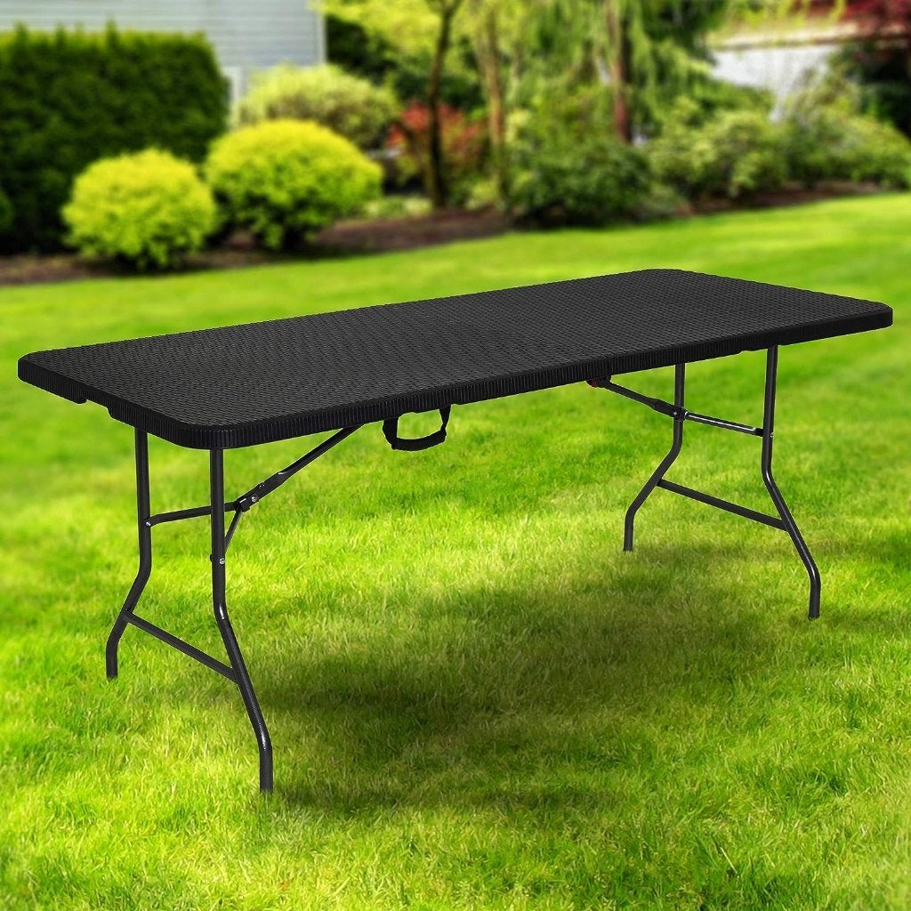Klaptafel -180 x 75 x 74 cm - in Rotan-Look - Campingtafel., Caravans en Kamperen, Kampeermeubelen, Ophalen of Verzenden, Nieuw