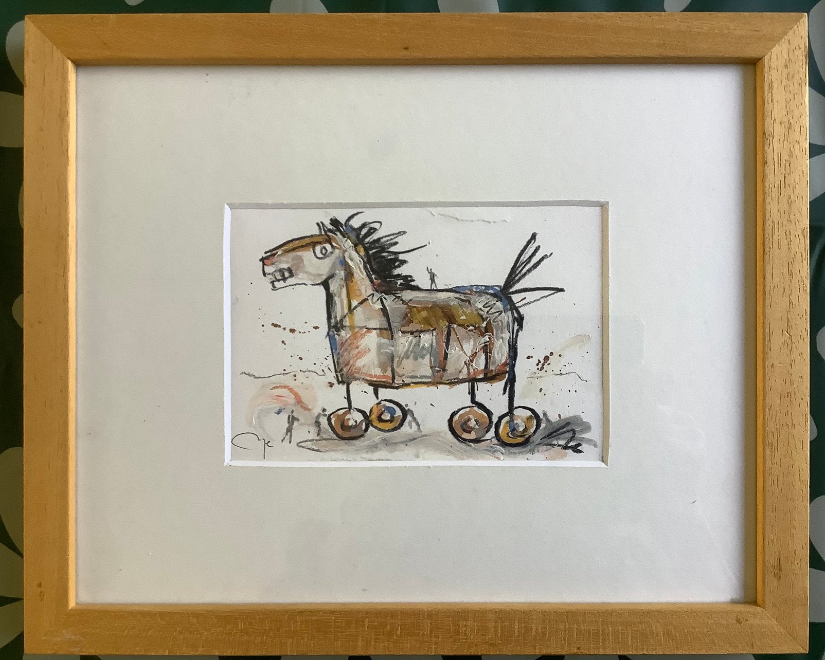 Schilderij Inge Sips ‘Paardje van Troje’, Papier/karton, Ophalen of Verzenden, Dieren, Gelimiteerde oplage