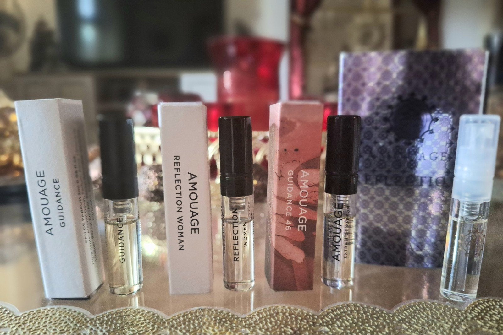 Amouage Reflection Woman & Guidance(46) parfum samples, Verzenden, Zo goed als nieuw