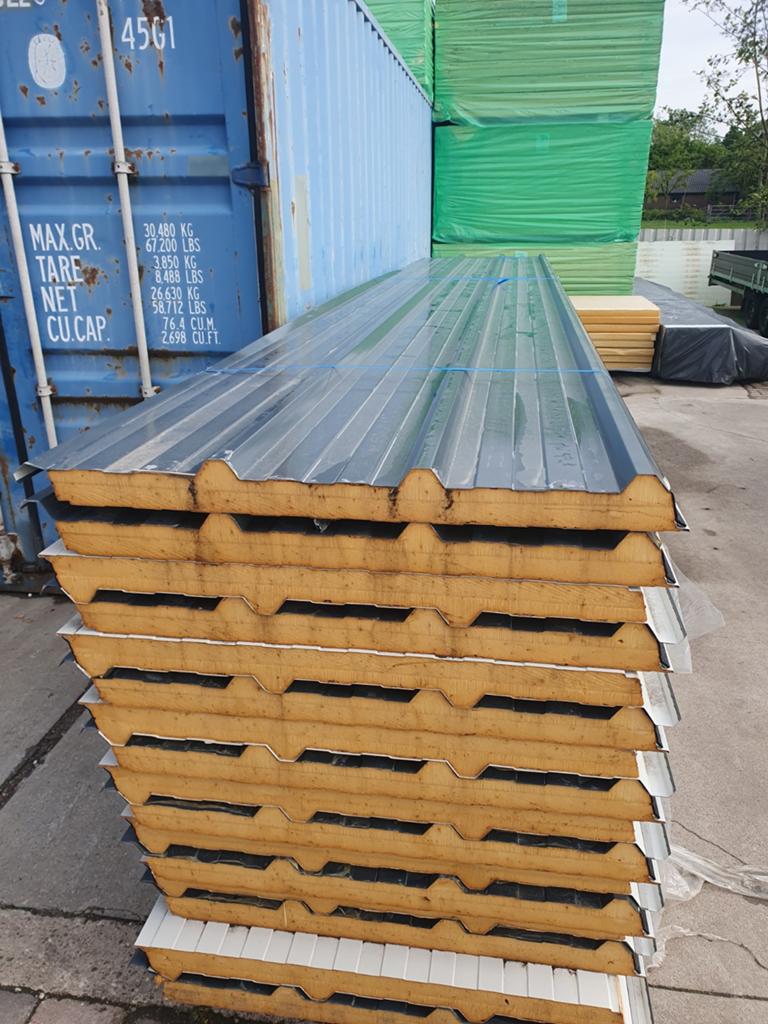 Sandwichpanelen dakplaten 6cm dik antraciet grijs, Ophalen of Verzenden, Zo goed als nieuw, Hardschuim (Pir), 15 m² of meer