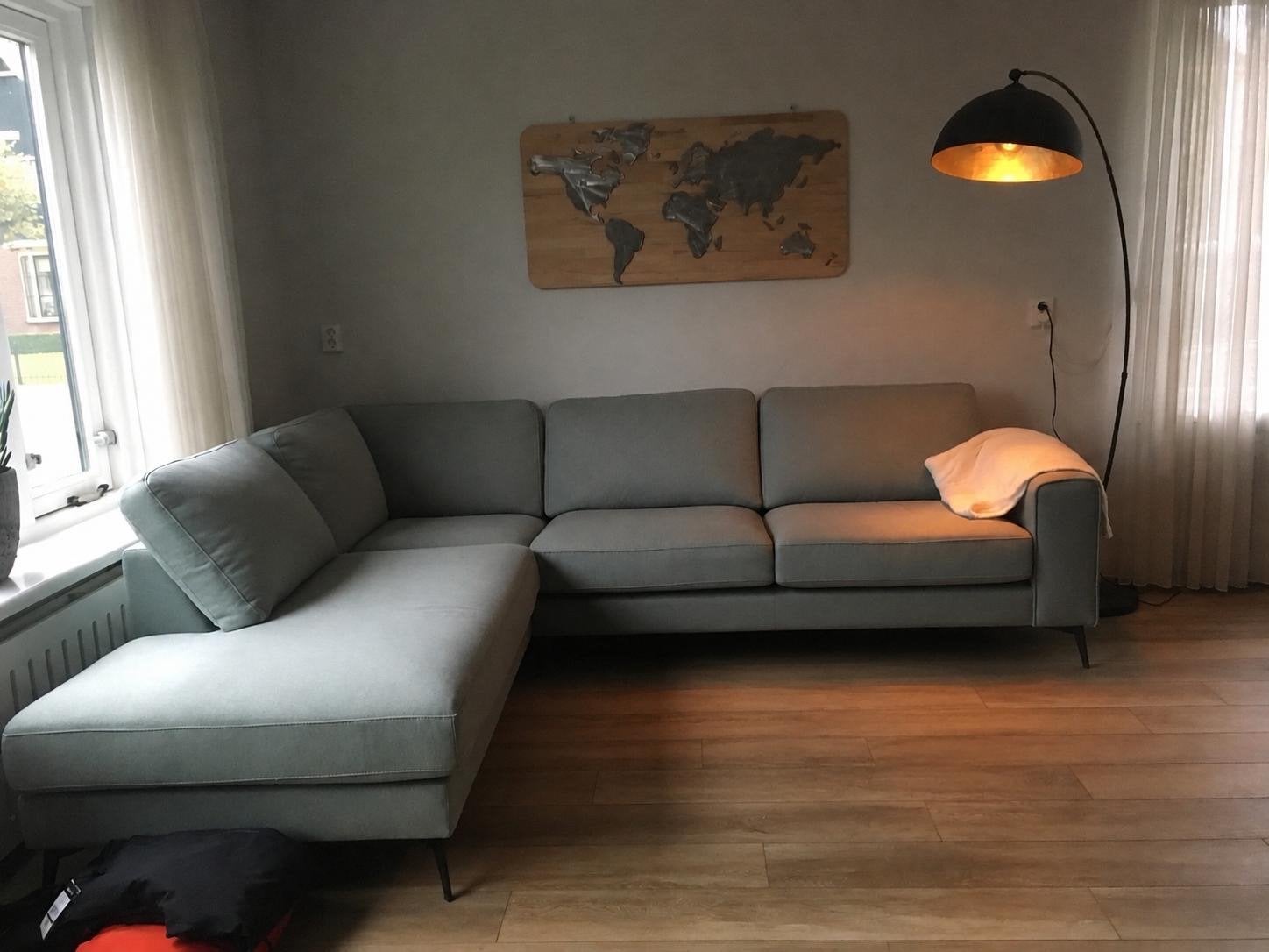 Hoekbank mintgroen, Huis en Inrichting, Banken | Bankstellen, Ophalen, Gebruikt, Hoekbank, 200 tot 250 cm