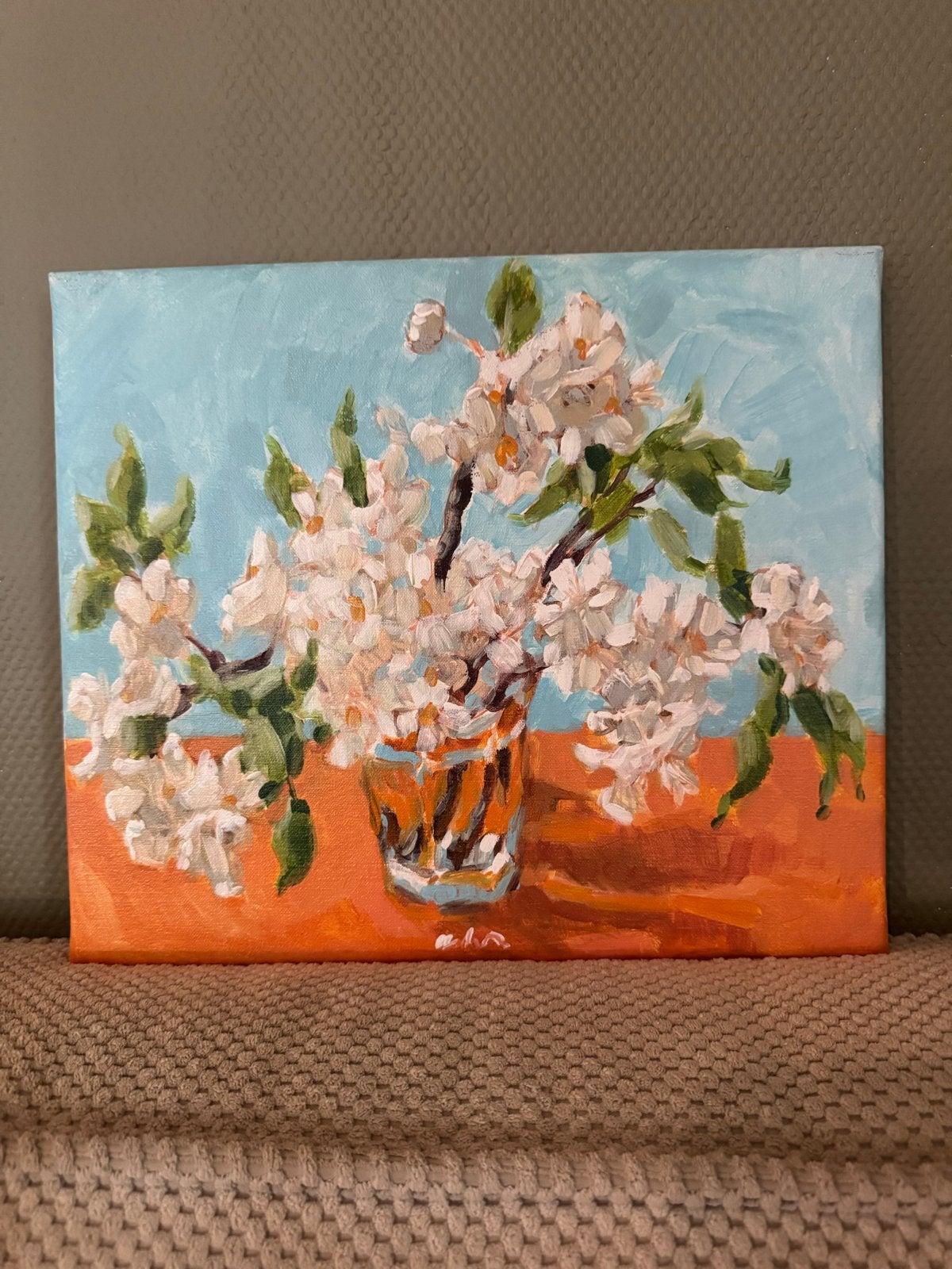 Origineel schilderij Adri Dijkhorst (1955) - Bloesem, Acrylverf, Doek, Realistisch, Gesigneerd