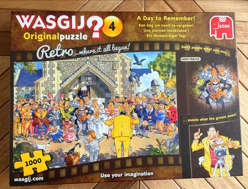 Wasgij Original 4 Retro: A Day to Remember! 1000 stukjes, Ophalen of Verzenden, 500 t/m 1500 stukjes, Zo goed als nieuw, Legpuzzel