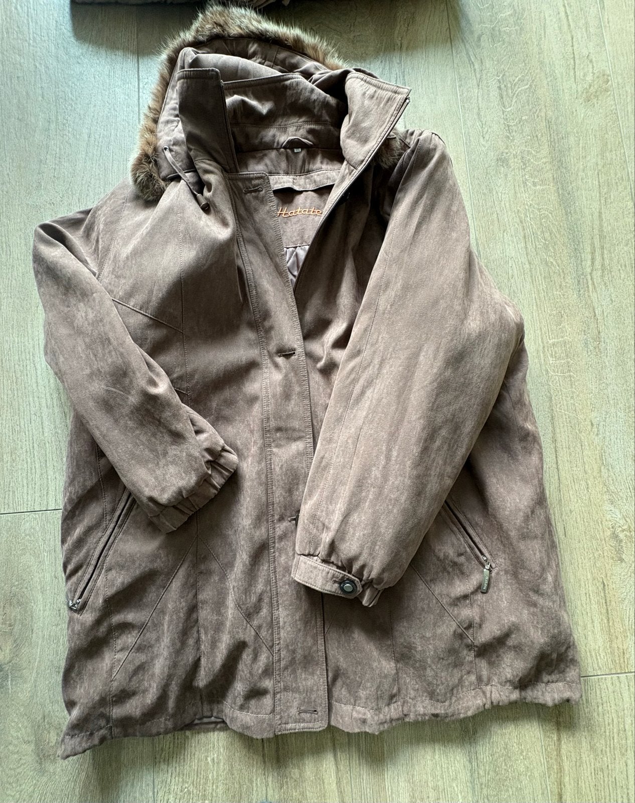 Hattatex winterjas met bontkraag - Maat XXL, Ophalen of Verzenden, Gedragen, Maat 46/48 (XL) of groter, Bruin