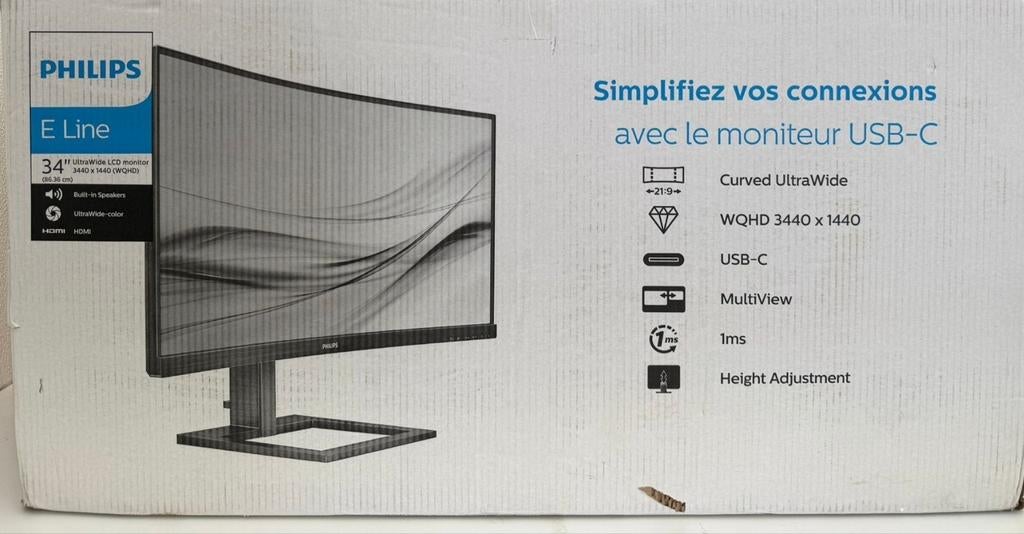 Philips 346E2CUAE 34" QHD Curved Ultrawide Monitor