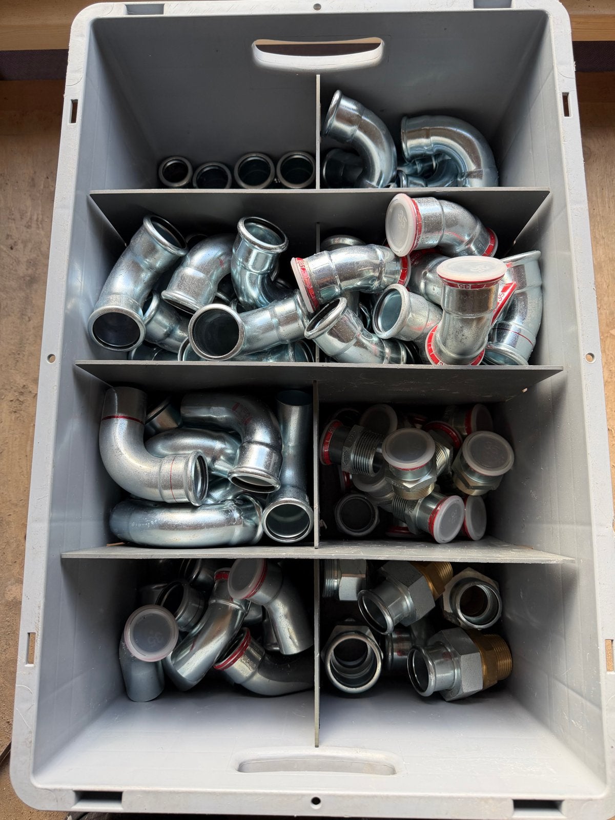 120 stuks M-press perskoppelingen cv 28, 35 en 42, Overige materialen, Bochten, Nieuw, Minder dan 2 meter