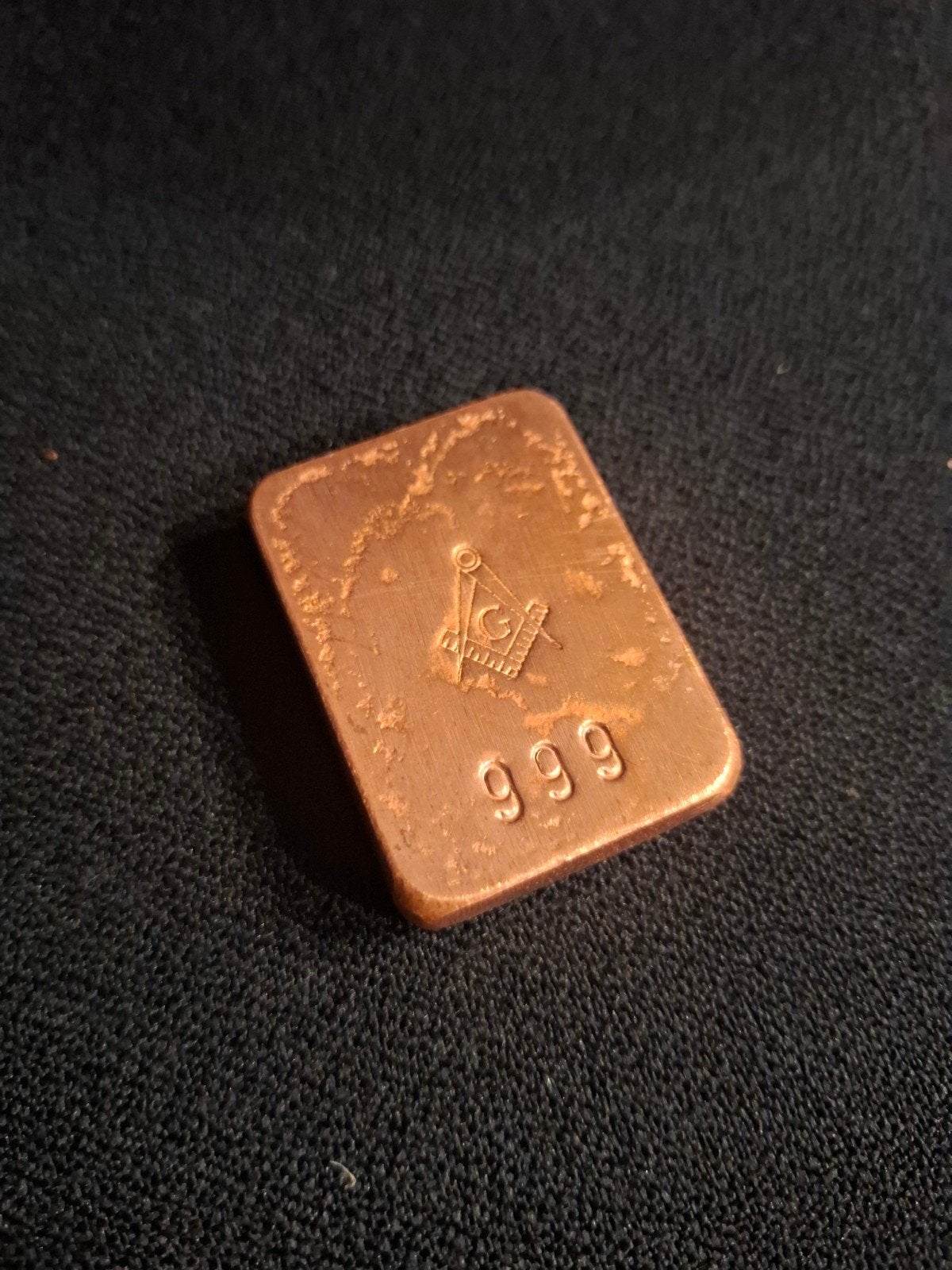 Koperen baar 180 gram met Vrijmetselaars symbool, Ophalen of Verzenden