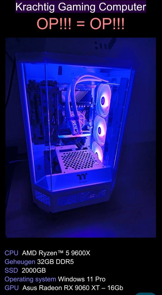 Gaming Pc Ryzen 9600x 32GB DDR5 Radeon 9060 XT 16gb, Nieuw, Ophalen of Verzenden, Gaming, SSD
