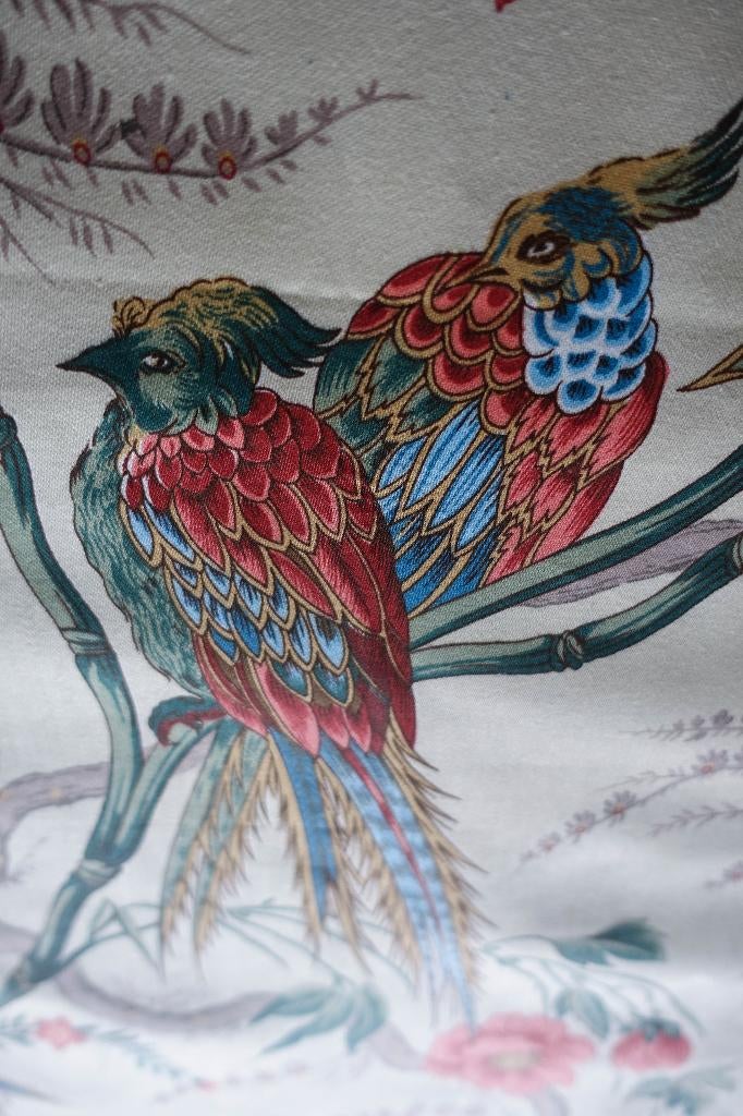 luxe mega lap katoen satijn met vogels - zandkleurig, Overige kleuren, 120 cm of meer, Ophalen of Verzenden, Katoen