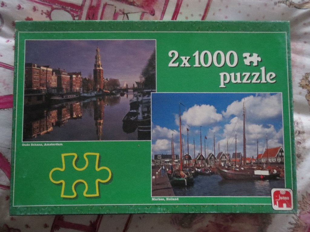 Doos met 2 puzzels van Jumbo Marken en Oude Schans Amsterdam, Ophalen of Verzenden, 500 t/m 1500 stukjes, Gebruikt