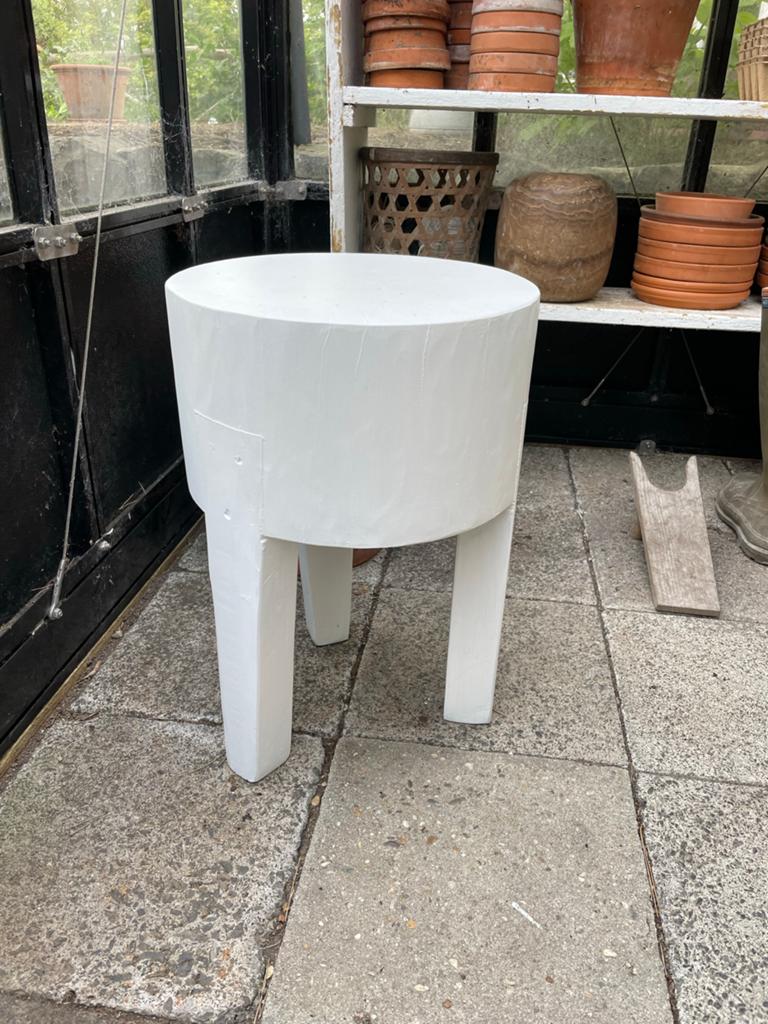Basic label witte boomstam kruk van masief hout, Ophalen, Gebruikt, Hout