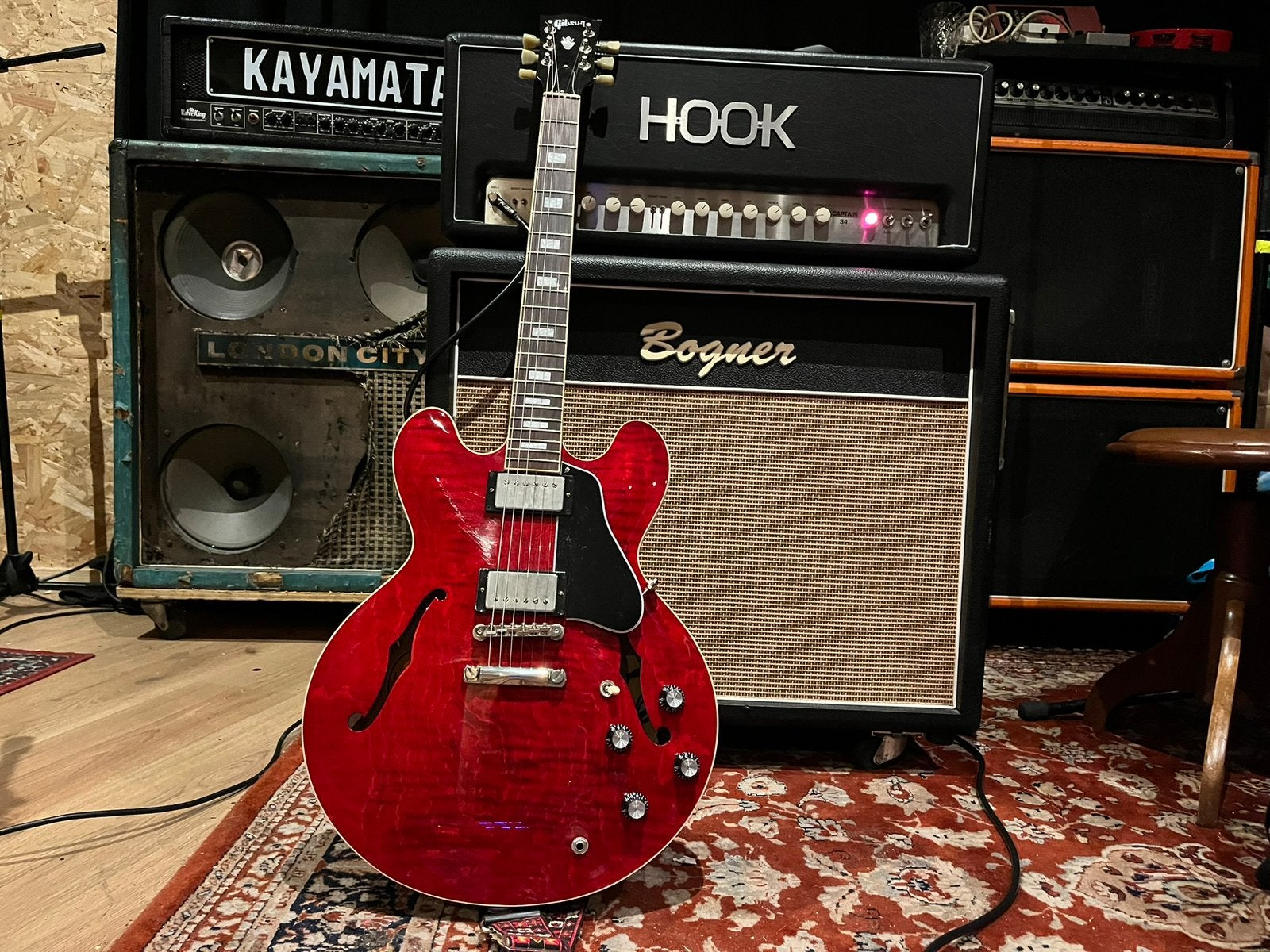 Gibson ES335 figured 2022 60’s cherry amber spirit of 59, Ophalen of Verzenden, Gebruikt, Semi-solid body, Gibson