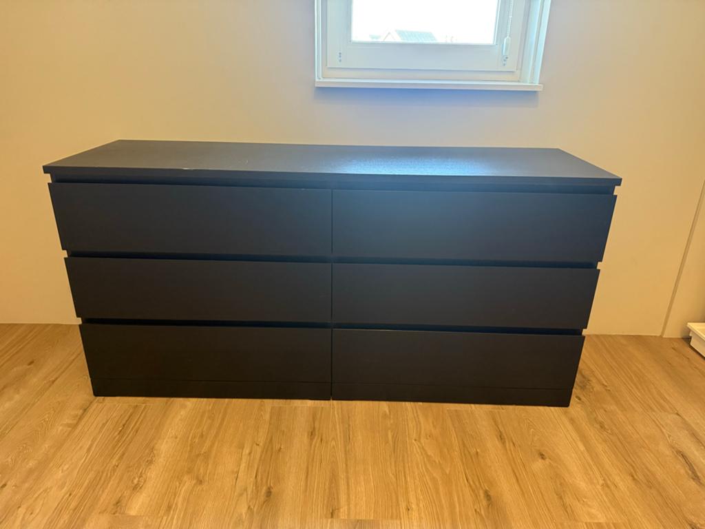 Ikea Malm 6 Ladekast zwart 160x78, Ophalen, 5 laden of meer, 100 tot 150 cm, 150 tot 200 cm