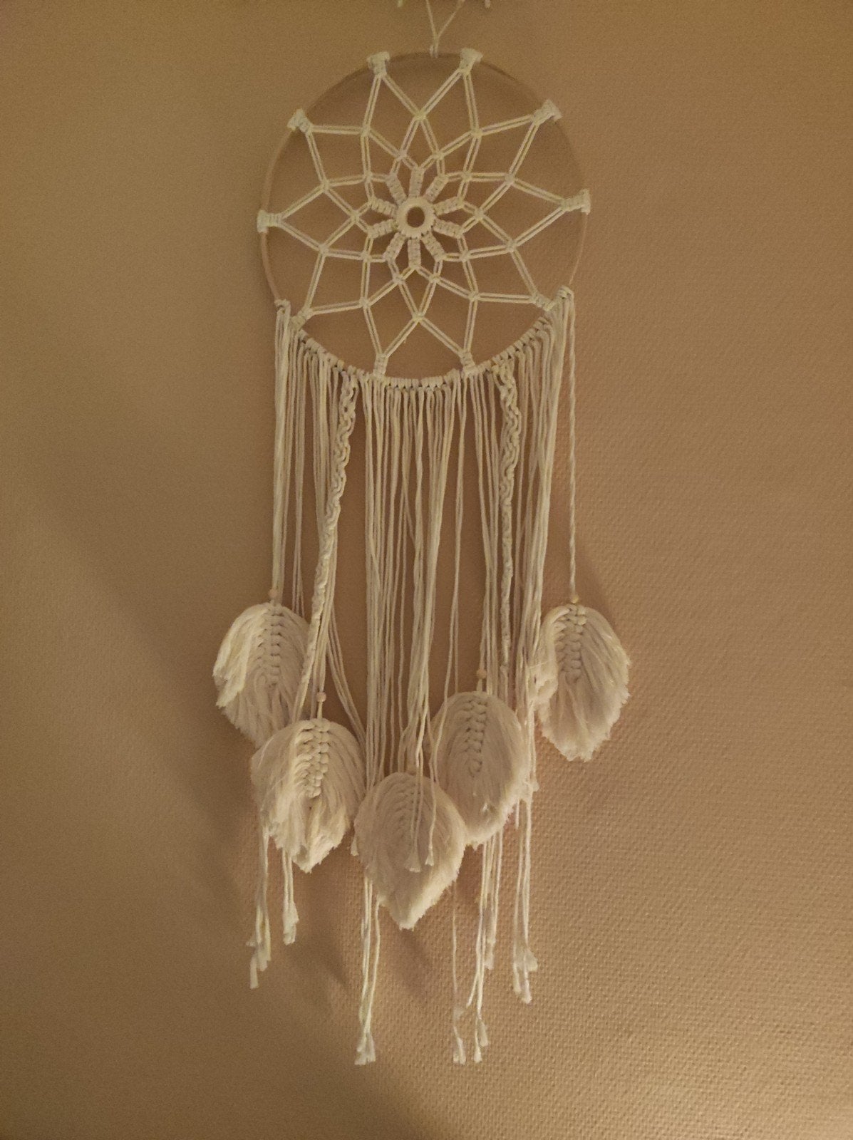 Dromenvanger crèmekleur met lus, Huis en Inrichting, Beige, Boho, Ophalen of Verzenden, Zo goed als nieuw