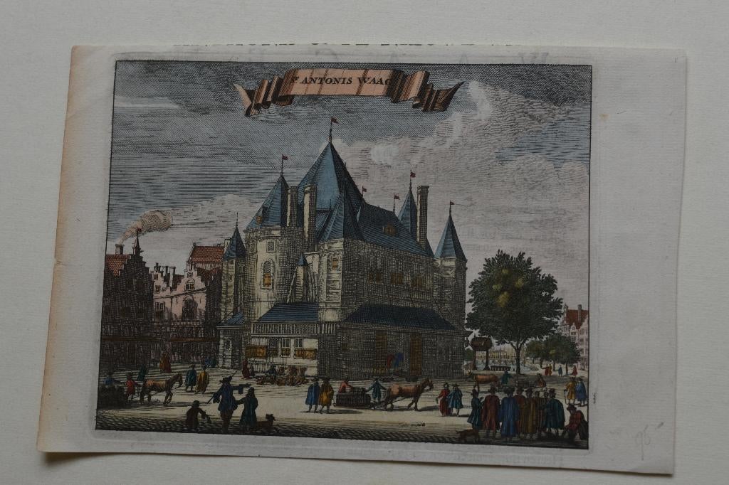 AMSTERDAM St. ANTONIS WAAG NIEUWMARKT Kopergravure 1693 G54, Antiek en Kunst, Verzenden, Stadsgezicht, 1600 - 1699, Gravure