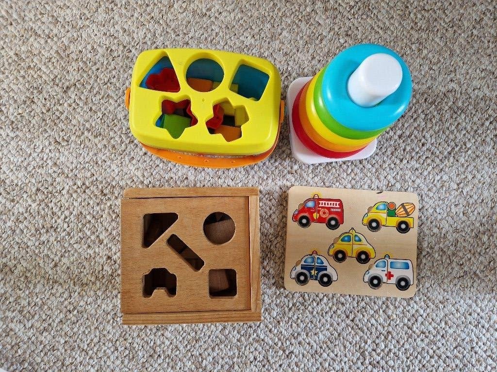 Educatief speelgoed set: vormenstoof, stapeltoren, puzzels, Ophalen, Gebruikt, Puzzelen