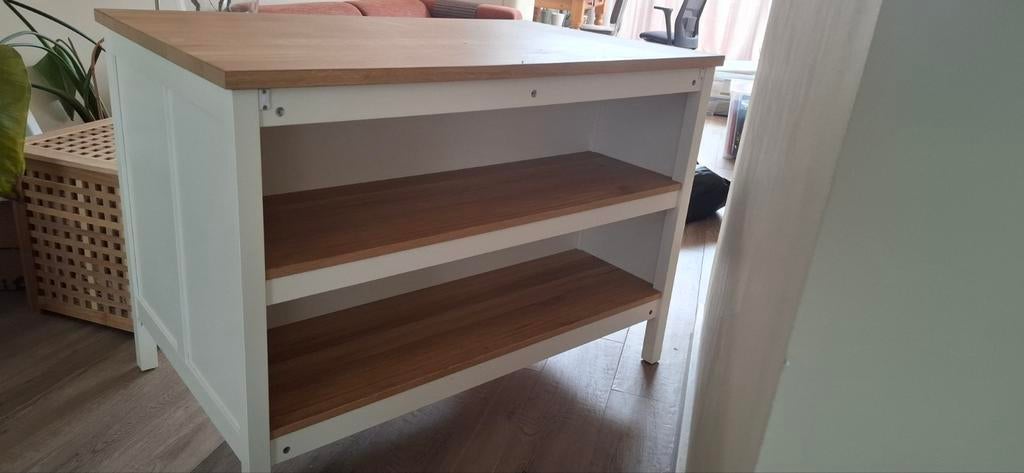 IKEA TORNVIKEN Wit met houten blad en planken, Ophalen of Verzenden, Zo goed als nieuw