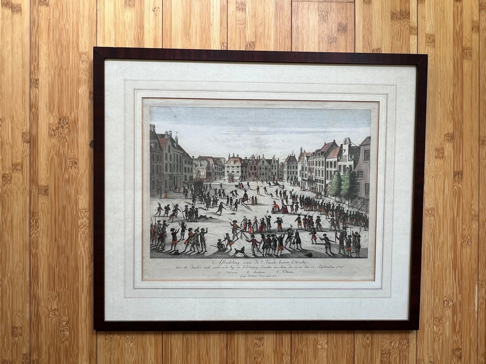 Antieke ets / prent / kopergravure  Neude Utrecht., Ophalen of Verzenden