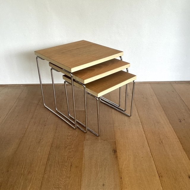 Vintage Brabantia mimiset, nesting tables, bijzettafels, Huis en Inrichting, Ophalen, Minder dan 45 cm, Minder dan 55 cm, Gebruikt