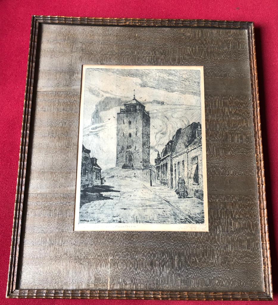 Ets Paul Wallat - Vuurtoren Katwijk aan Zee, Antiek en Kunst, Ophalen of Verzenden