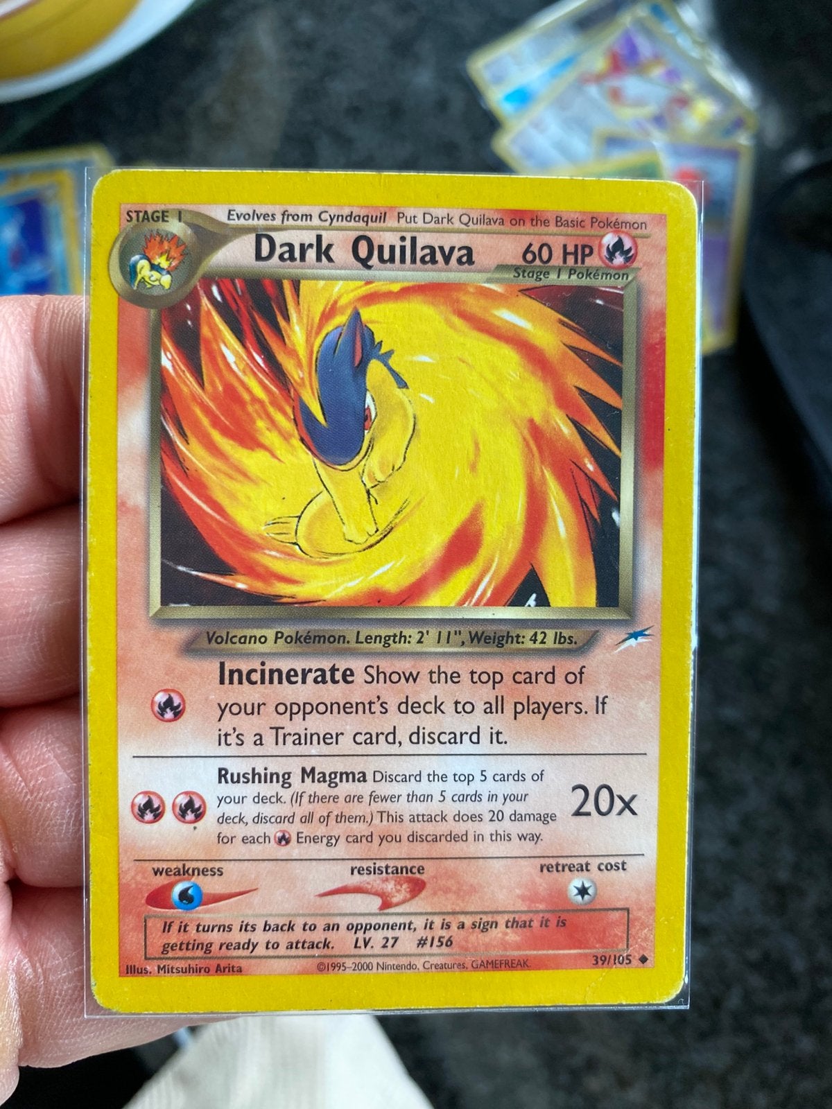 Vintage dark Quilava pokemon kaart mooi, Verzenden, Zo goed als nieuw