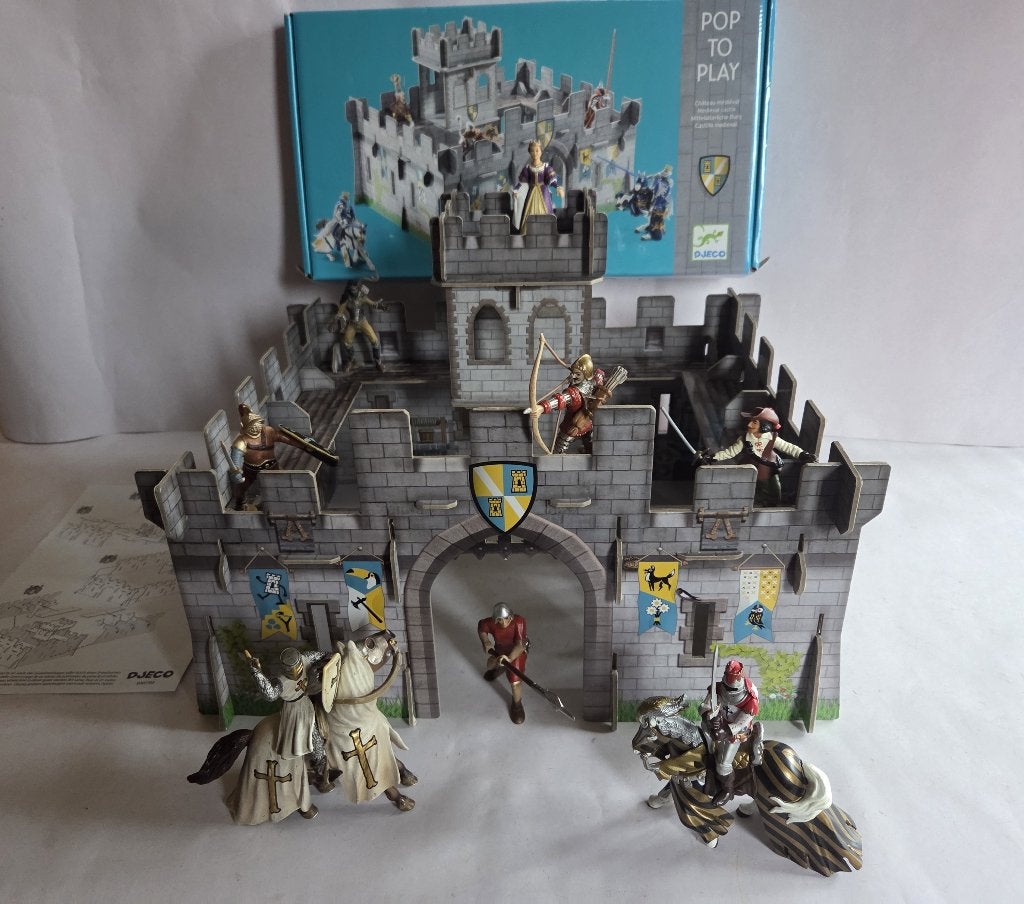 Pop to play - Middeleeuws speelkasteel voor Papo & Schleich, Ophalen of Verzenden, Zo goed als nieuw, Jongen of Meisje