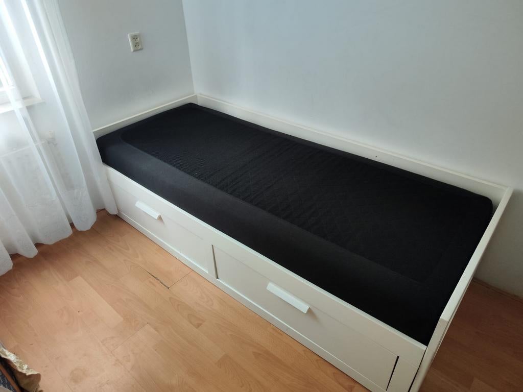 Ikea Brimnes bedbank met opberglades, Ophalen, Wit, Zo goed als nieuw, 80 cm