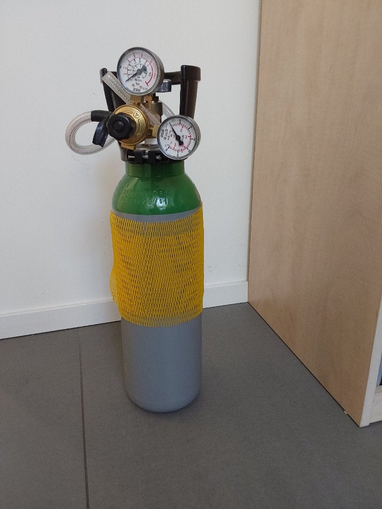 Gasfles argon 5 ltr met reduceerventiel, Ophalen, Zo goed als nieuw, 250 ampère of meer, Tig