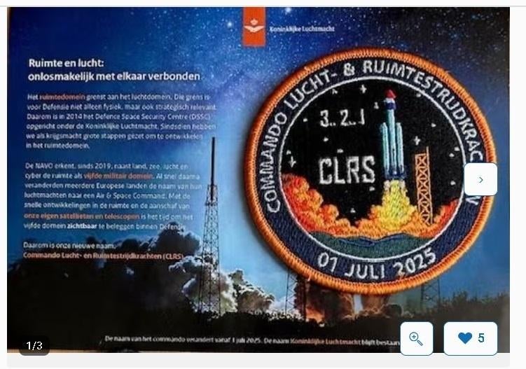 Gezocht Mapje nieuwe CLRS patch Luchtmacht, Ophalen of Verzenden, Luchtmacht, Nederland, Embleem of Badge