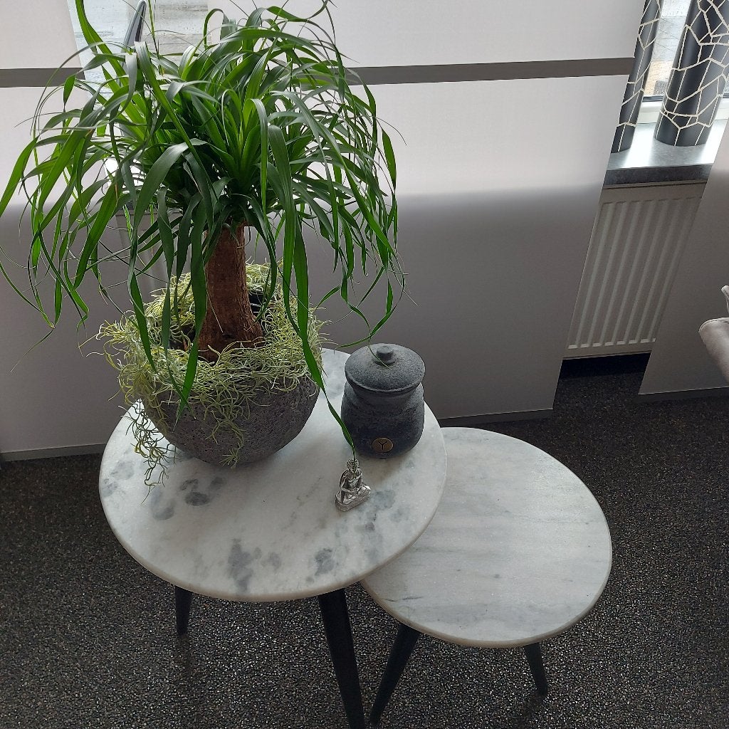 Natuursteen marmer bijzettafels, Huis en Inrichting, Tafels | Bijzettafels, Overige materialen, Minder dan 55 cm, Marmer, Rond