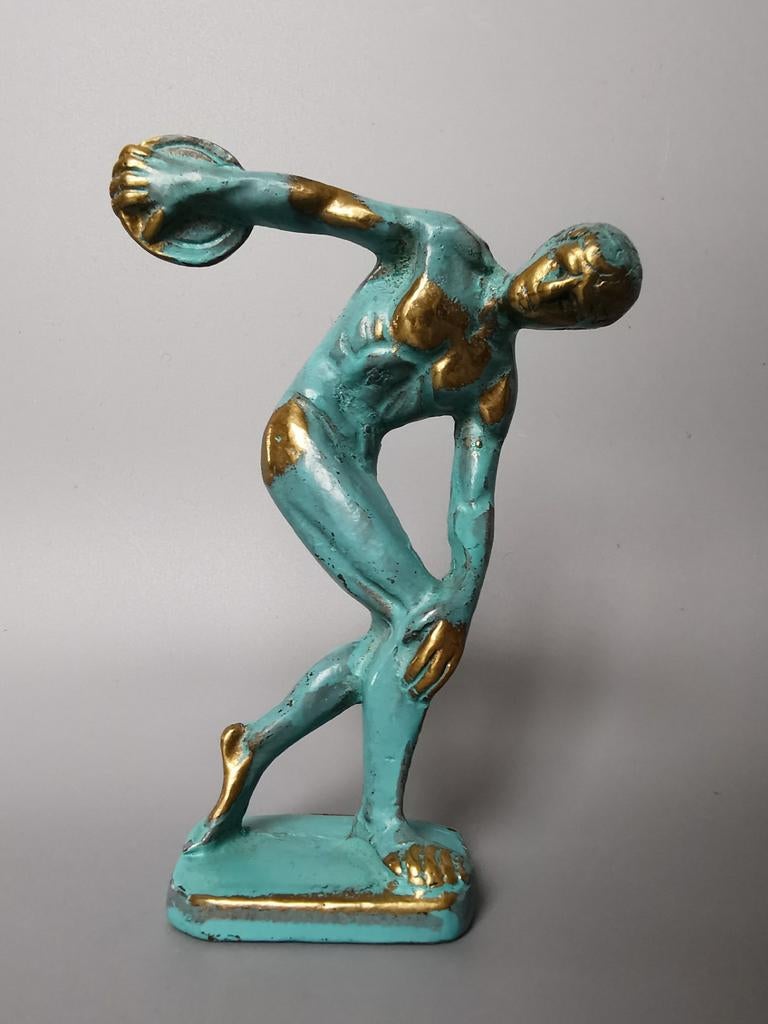 Brons beeldje sculptuur discuswerper atletiek olympische spe, Antiek en Kunst, Ophalen of Verzenden