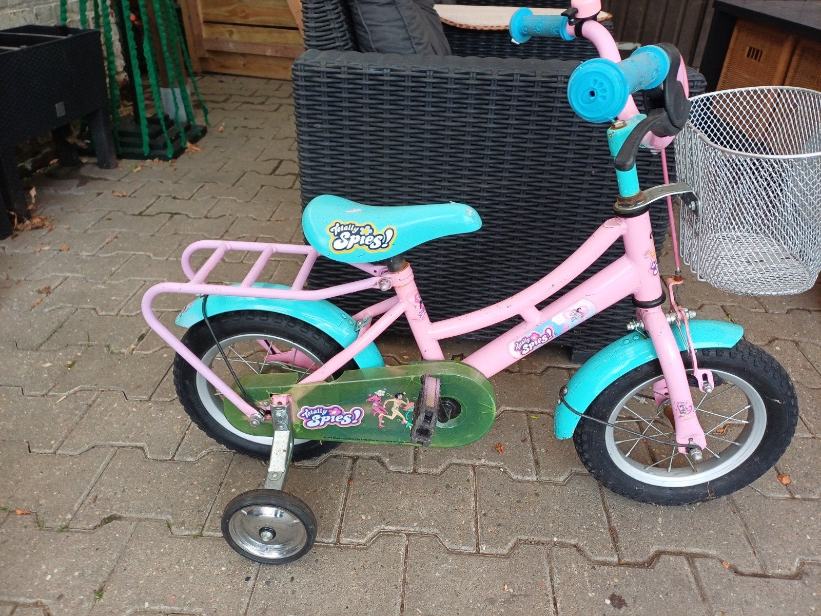 12 inch meisjesfiets, Ophalen, Terugtraprem, Zijwieltjes, Gebruikt