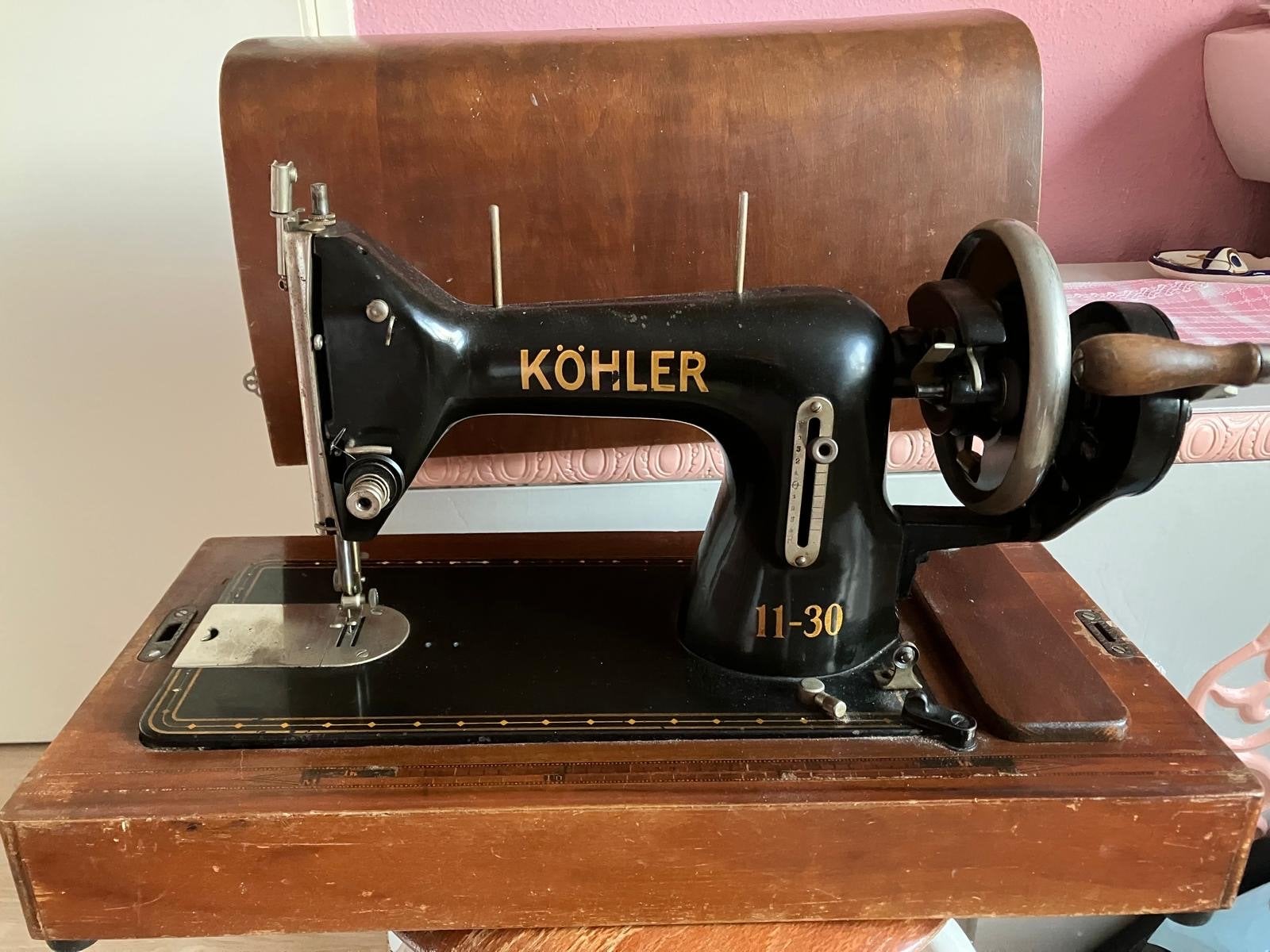 Antieke Köhler 11-30 Naaimachine met Houten Koffer, Antiek en Kunst, Ophalen